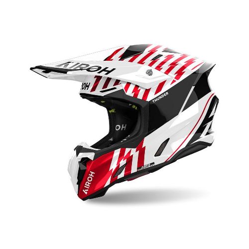 Casco Airoh Cross Twist 3.0 Hrt Thunder Gloss Blanco Rojo - Motoshop Respuestos y Accesorios  