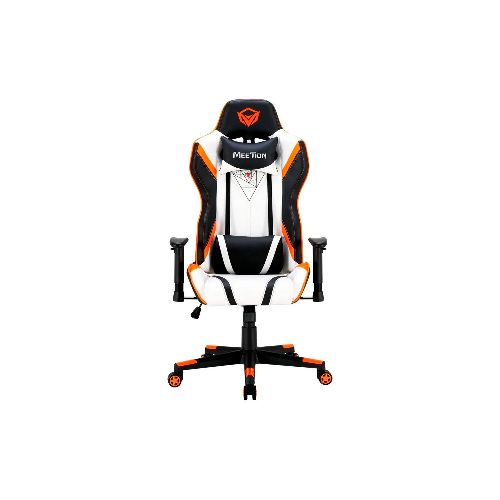 Silla Gamer Meetion Blanco Negro y Naranja Escritorio E-Sport Setup MT-CHR15