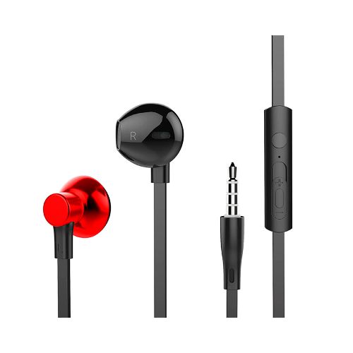 Auriculares Metálicos con Micrófono Cable Plano T42 Foneng - Roja