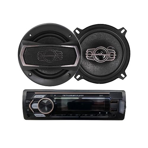 Kit Estereo Para Auto Radio + Dos Pares Parlantes 350w  