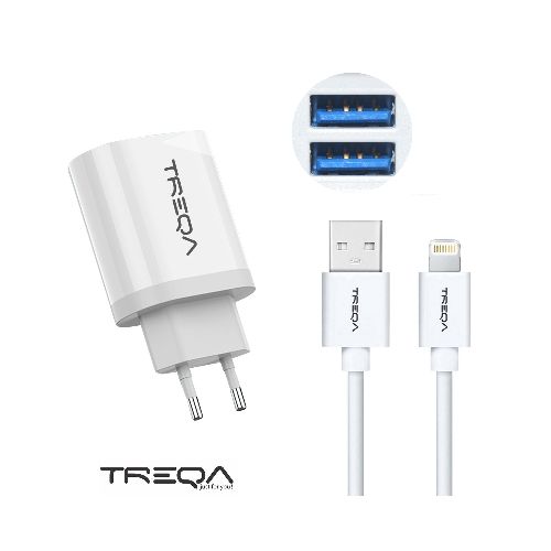 Cargador de Pared 2 Puertos USB Cable Iphone - 3.1AH TREQA  