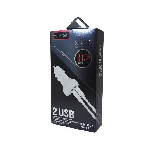 Cargador de Coche 2 USB C/ Cable Iphone TREQA  