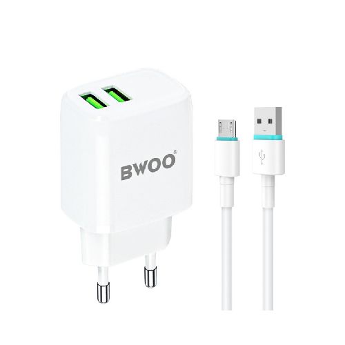 Cargador de Pared 2 USB micro usb 5V 2.4A BWOO  Bwoo