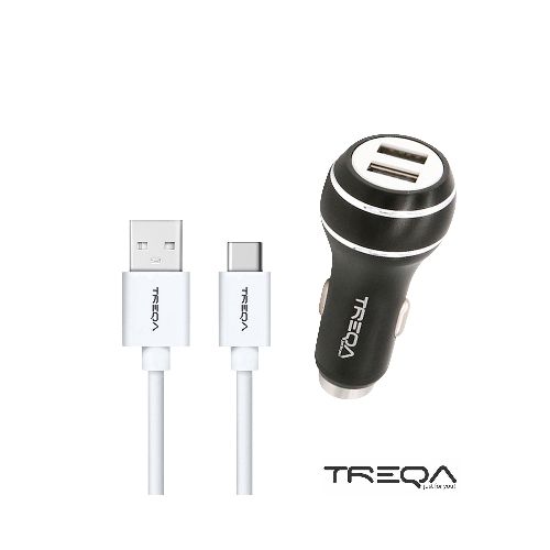 Cargador de Coche 2 USB C/ Cable Usb-c  TREQA