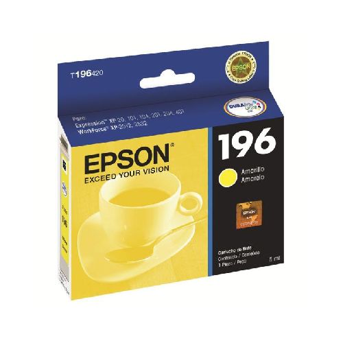 Epson T196 – Amarillo – original – cartucho de tinta – para Expression XP-101, XP-201, XP-211, XP-214, XP-401, XP-411; WorkForce WF-2532 