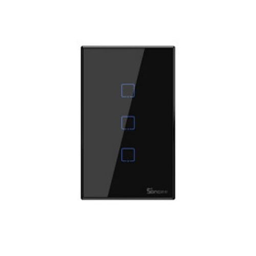 Interruptor De Pared Sonoff 3 Bot. Wifi + Rf Negro 