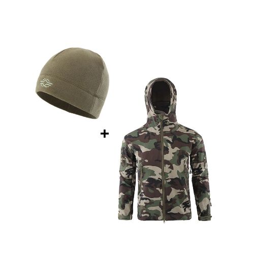 Combo Campera Tácticas Impermeable + Gorro Micro Polar - Woodland — Aventureros