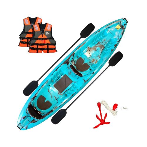 Kayak Raia triplo 2 adultos + 1 niño - Caiaker - Azul neon — Aventureros