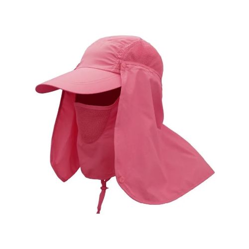 Gorro de visera con cubre rostro y cubre nuca - Colores lisos - Rosa — Aventureros