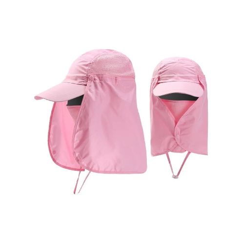 Gorro de visera con cubre rostro y cubre nuca - Colores lisos - Rosa pálido — Aventureros