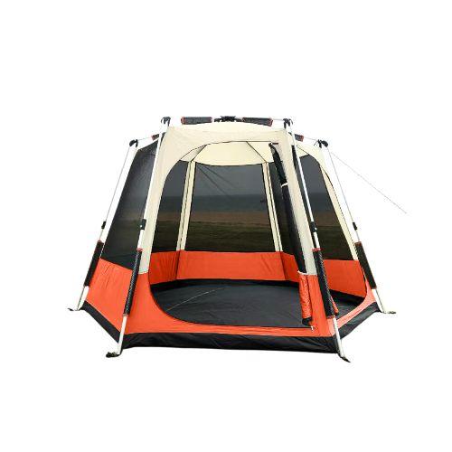 Carpa hexagonal automática con toldo - 4 personas - Naranja — Aventureros