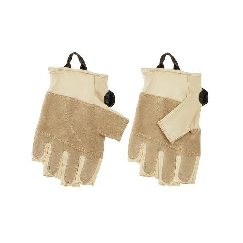 Guantes de cuero dedos cortos para rappel escalada - Beige  singing rock