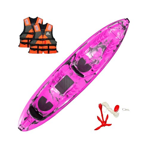 Kayak Raia triplo 2 adultos + 1 niño - Caiaker - Rosa neon — Aventureros