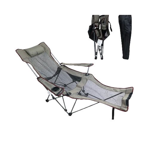 Silla plegable con reposapies Desert Fox - Gris — Aventureros