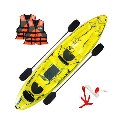 Kayak Raia triplo 2 adultos + 1 niño - Caiaker - Amarillo neon — Aventureros