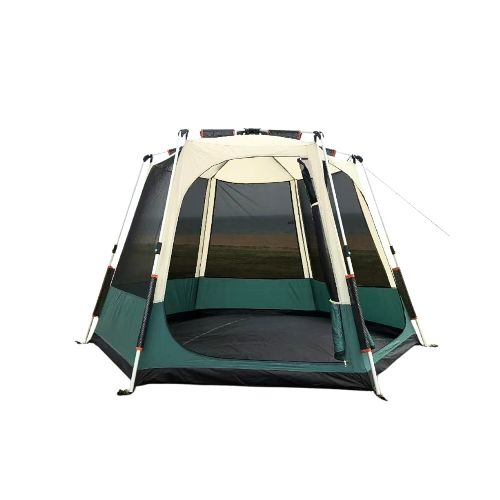 Carpa hexagonal automática con toldo - 4 personas - Verde — Aventureros