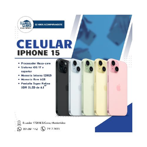 CELULAR IPHONE 15 I 128GB