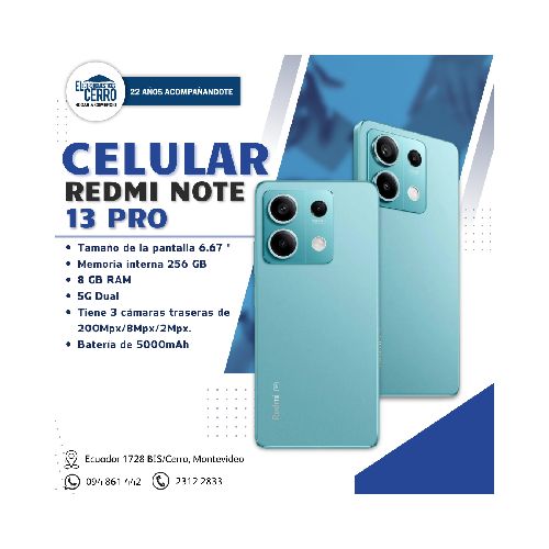 CELULAR XIAOMI REDMI NOTE 13 PRO I 256GB/8RAM