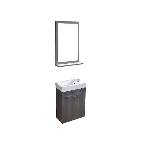 MUEBLE BAÑO EN MDF CON ESPEJO Y ESTANTE COLOR GRIS MADERADO — Acher Cerámicas