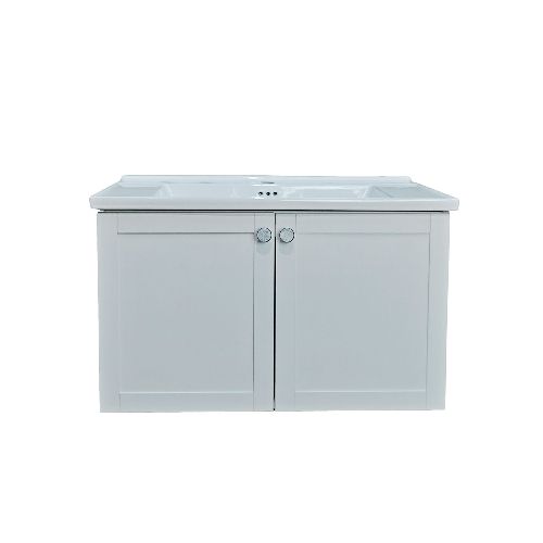 Mueble Baño En Mdf 80X50X45 Blanco Incluye Bacha C/Perf Para Griferia — Acher Cerámicas