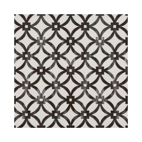 Porcelanato Blanco Y Negro Decorado 22.5X22.5Cm Piso Pared — Acher Cerámicas