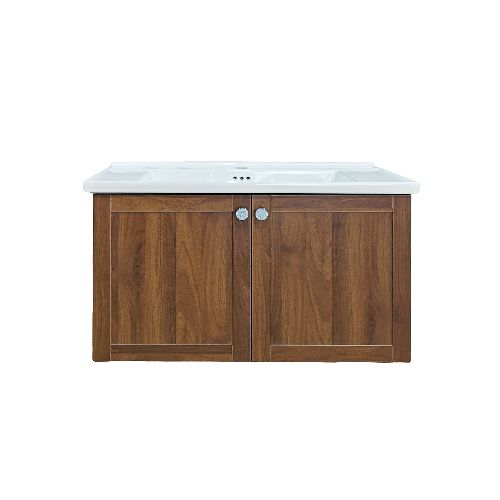 Mueble Baño En Mdf 80X50X45 Roble Claro - Incluye Bacha C/Perf Para Griferia — Acher Cerámicas