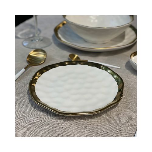 Plato de postre blanco Paramount Gold — Lo de Carmela