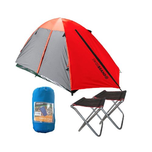 CARPA SWISSBRAND 3 PERSONAS + SOBRE DE DORMIR + BANQUETAS