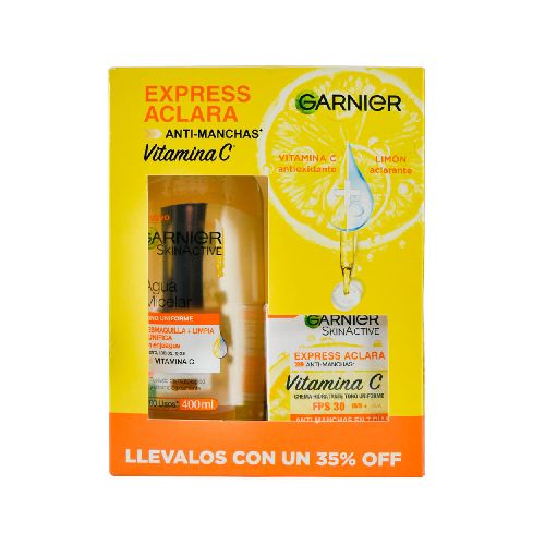 Pack GARNIER Express aclara crema Fps30 + Agua Micelar - Devoto Hnos. S.A.