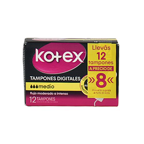 Tampones KOTEX medio 12 un. - Devoto Hnos. S.A.