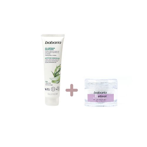 Rutina básica de skincare - Gel limpiador + crema hidratante - Retinol  Babaria