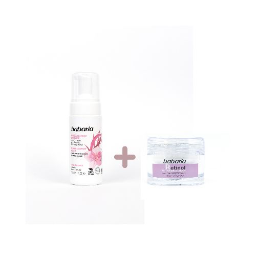 Rutina básica de skincare - Mousse limpiador + crema hidratante - Retinol  Babaria