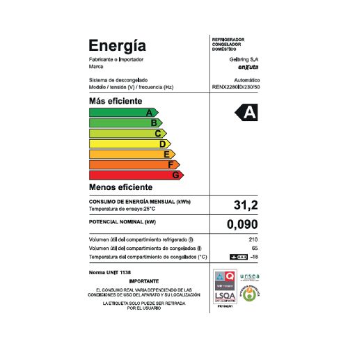 ENXUTA RENX2280IM Refrigerador Frio Seco 275Lts Inox Disp.  