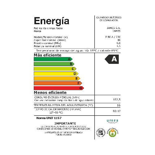 JAMES 80 CIL. TERMOTANQUE ACERO  James