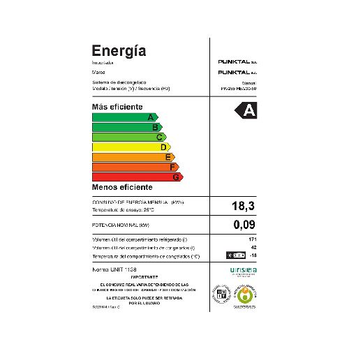 PUNKTAL PK-265 HB REFRIGERADOR 216LT FHB 3547 - Frio humedo  Punktal