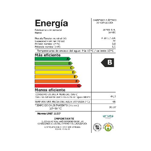 JAMES 20 PRISMA S. SUP. TERMOTANQUE COBRE  James