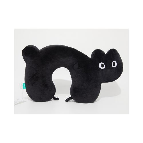 ALMOHADA DE CUELLO EN FORMA DE U CON PARTÍCULAS (GATO NEGRO) — MUMUSO