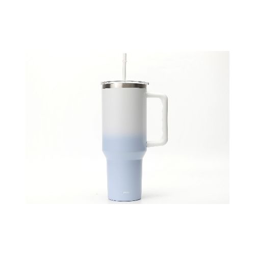 VASO TÉRMICO CON ASA Y SORBITO (COLECCIÓN CHERRY BLOSSOM/AZUL/1200 ML) — MUMUSO