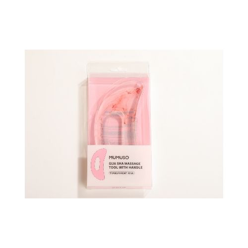 MASAJEADOR GUA SHA CON MANGO-ROSA TRANSPARENTE — MUMUSO