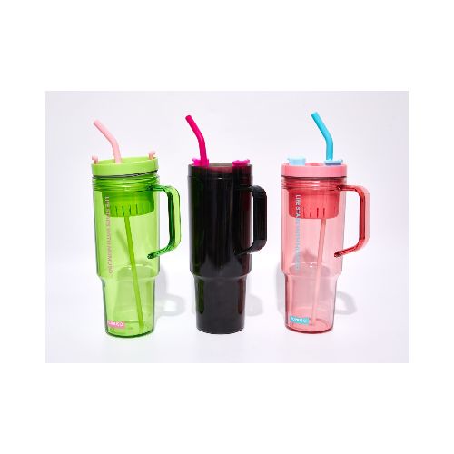 VASO GRAN CAPACIDAD CON ASA Y SORBITO (1100 ML/NEGRO) — MUMUSO