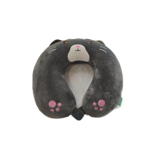 ALMOHADA CUELLO VISCOELÁSTICO FORMA U (GATO GRIS) — MUMUSO