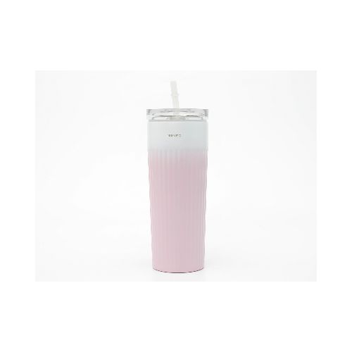 VASO TÉRMICO ACANALADO CON SORBITO (COLECCIÓN CHERRY BLOSSOM/ROSA/500 ML) — MUMUSO