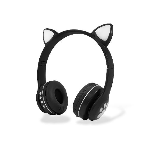 Auriculares Bluetooth Over-Ear Cat VZV-23M con Orejas y Led Negro  GENERICA