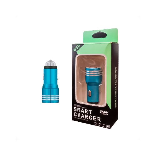 Cargador Doble Para Auto Usb Nuevo Celeste  