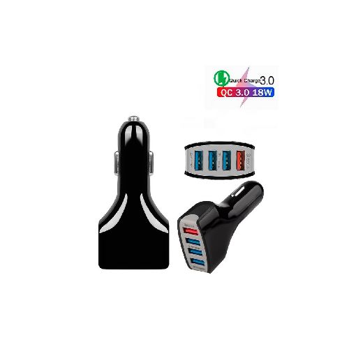 Cargador para Auto 4 Puertos USB A QC 3.0 de 3.5 AMP Negro  