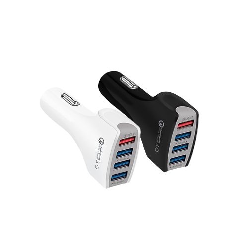 Cargador para Auto 4 Puertos USB A QC 3.0 de 3.5 AMP blanco  