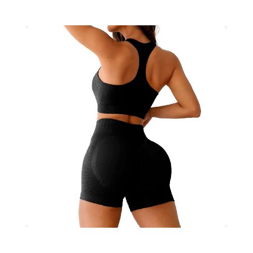 Conjunto Deportivo Push Up Short + Top Negro Talla Única  GENERICA