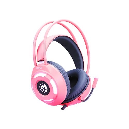 Auriculares Gaming Marvo Pc Estéreo Luz Blanca 50mm Color Rosa  MARVO