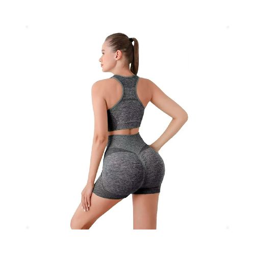 Conjunto Deportivo Push Up Short + Top Gris Talla Única  GENERICA