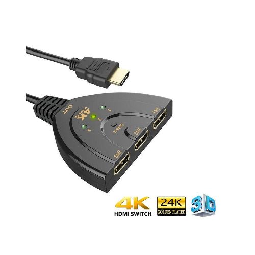 Switch HDMI Full HD 1080p Cableado de 3 Puertos  GENERICA